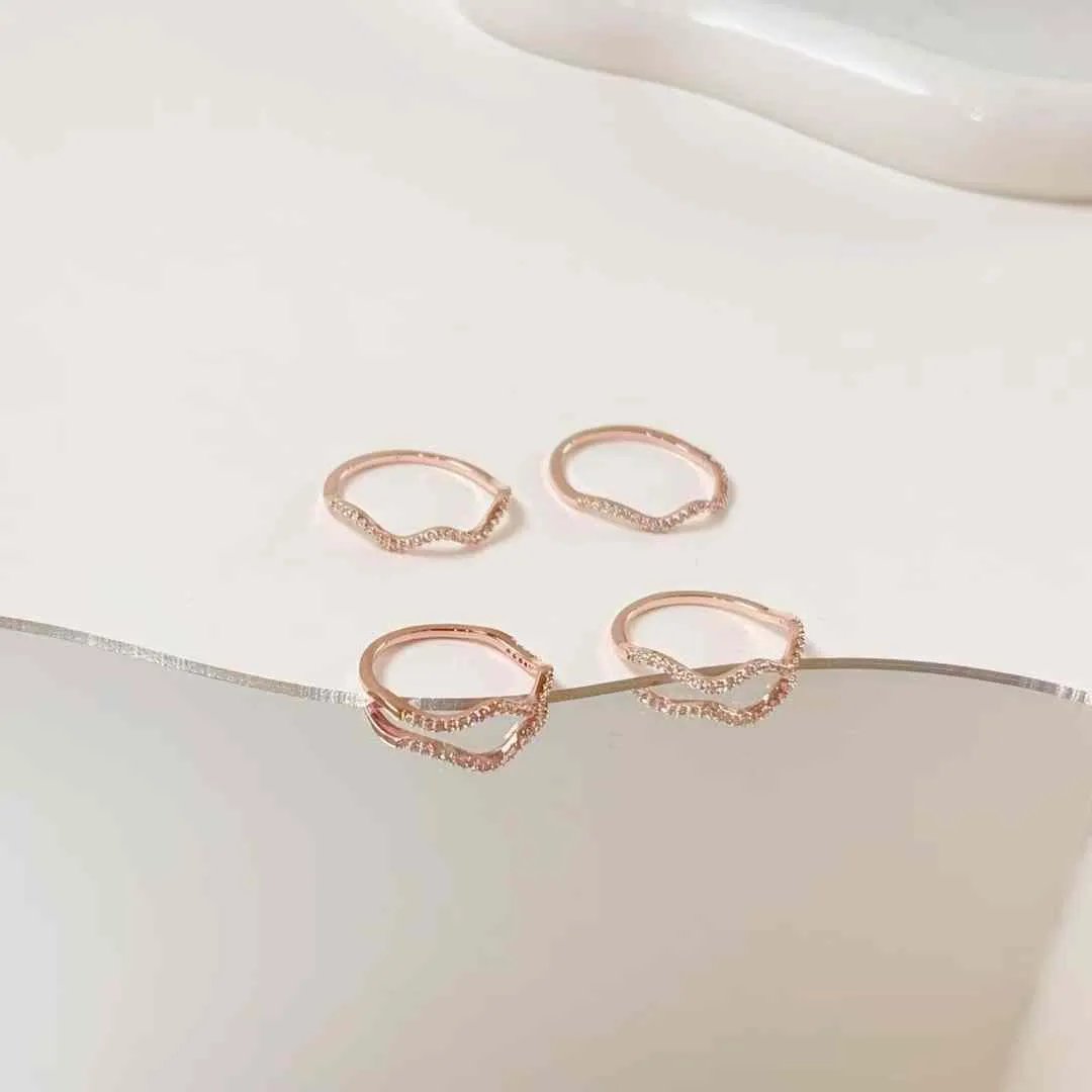 簡約波浪碎鑽細戒（合金）