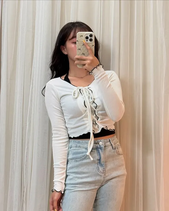 正韓Y2K綁繩顯瘦上衣（掛脖小可愛可加購）