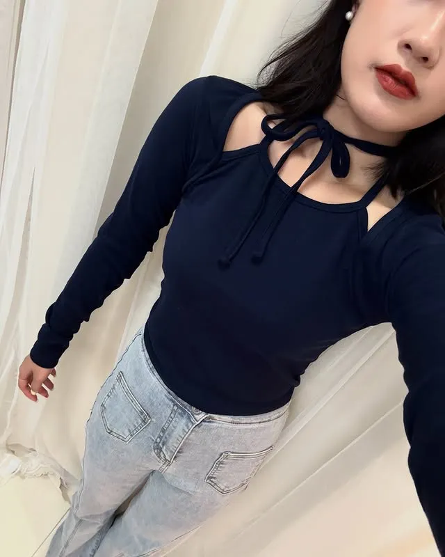 正韓愛麗絲掛脖假兩件上衣