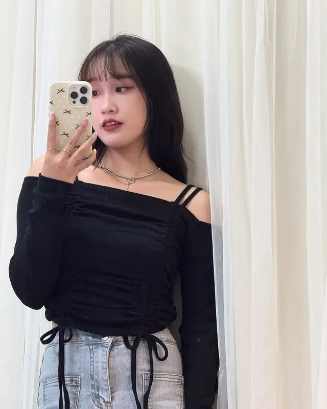 正韓浪漫褶皺肩帶芭蕾衣