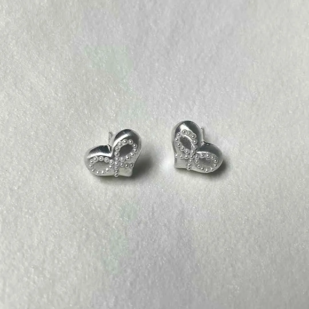 925純銀針蝴蝶結愛心耳釘