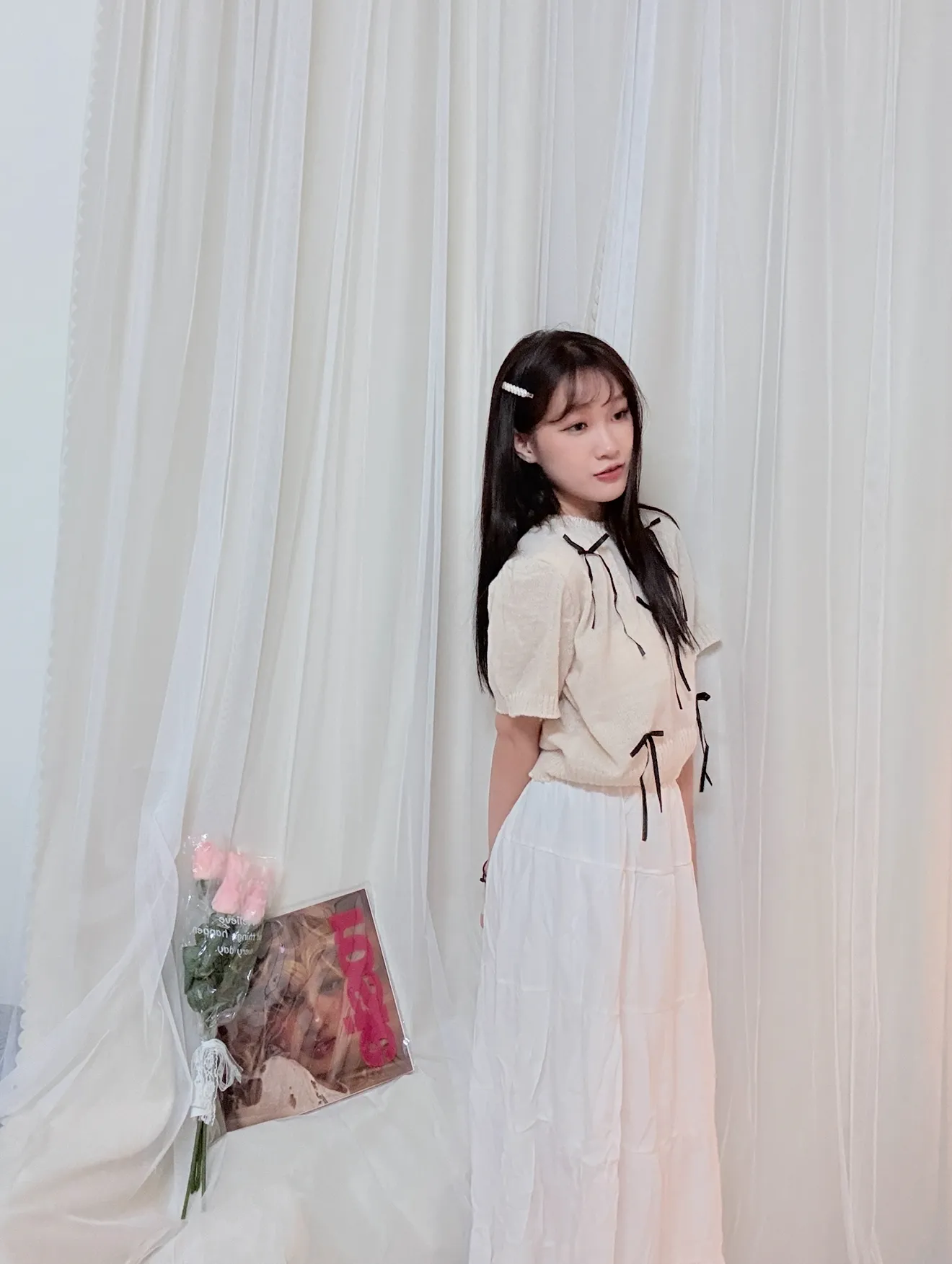 公主氣質-蝴蝶結甜美短款針織短袖上衣