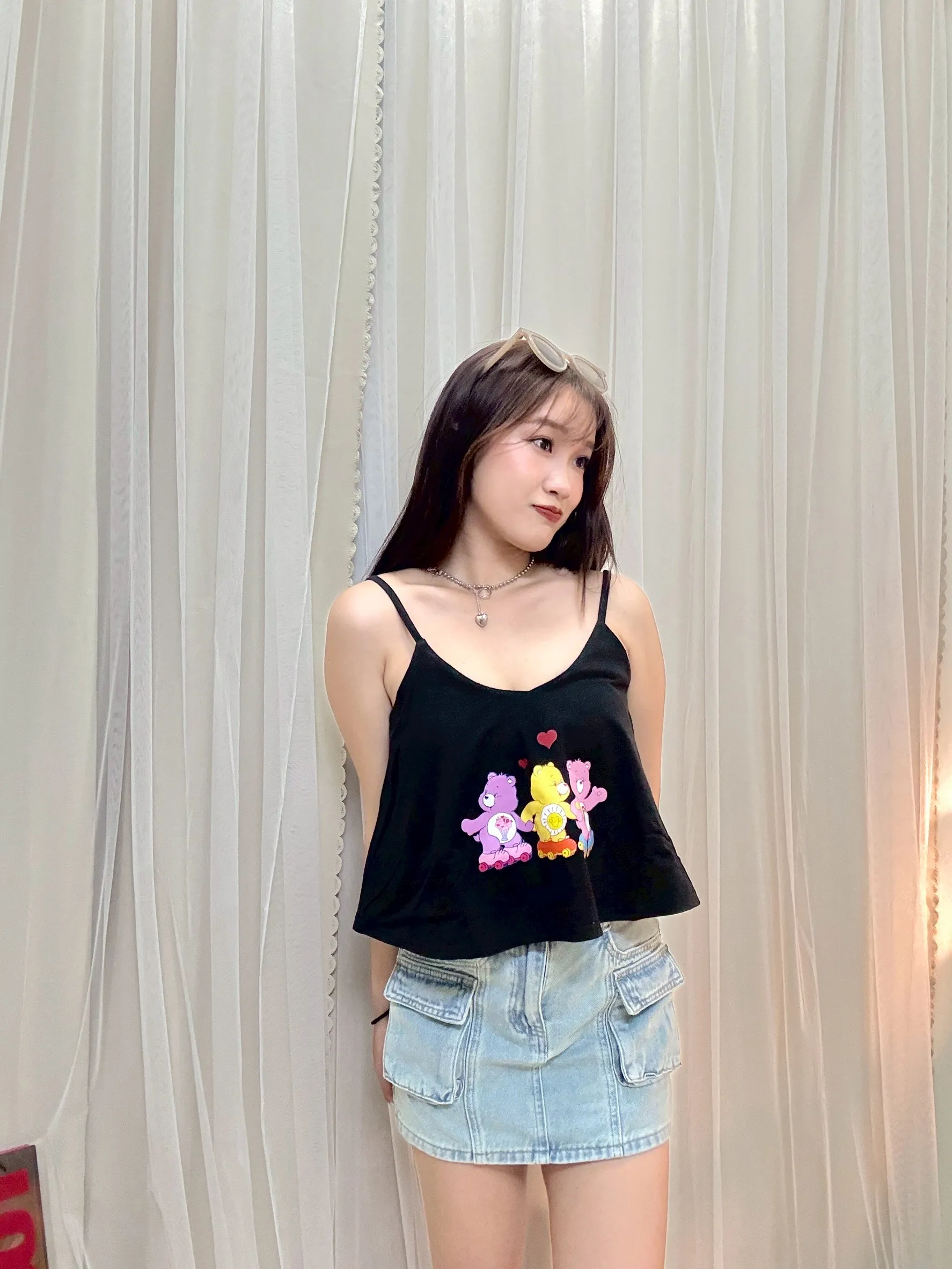 海邊必穿-彩虹小熊細肩傘洋上衣