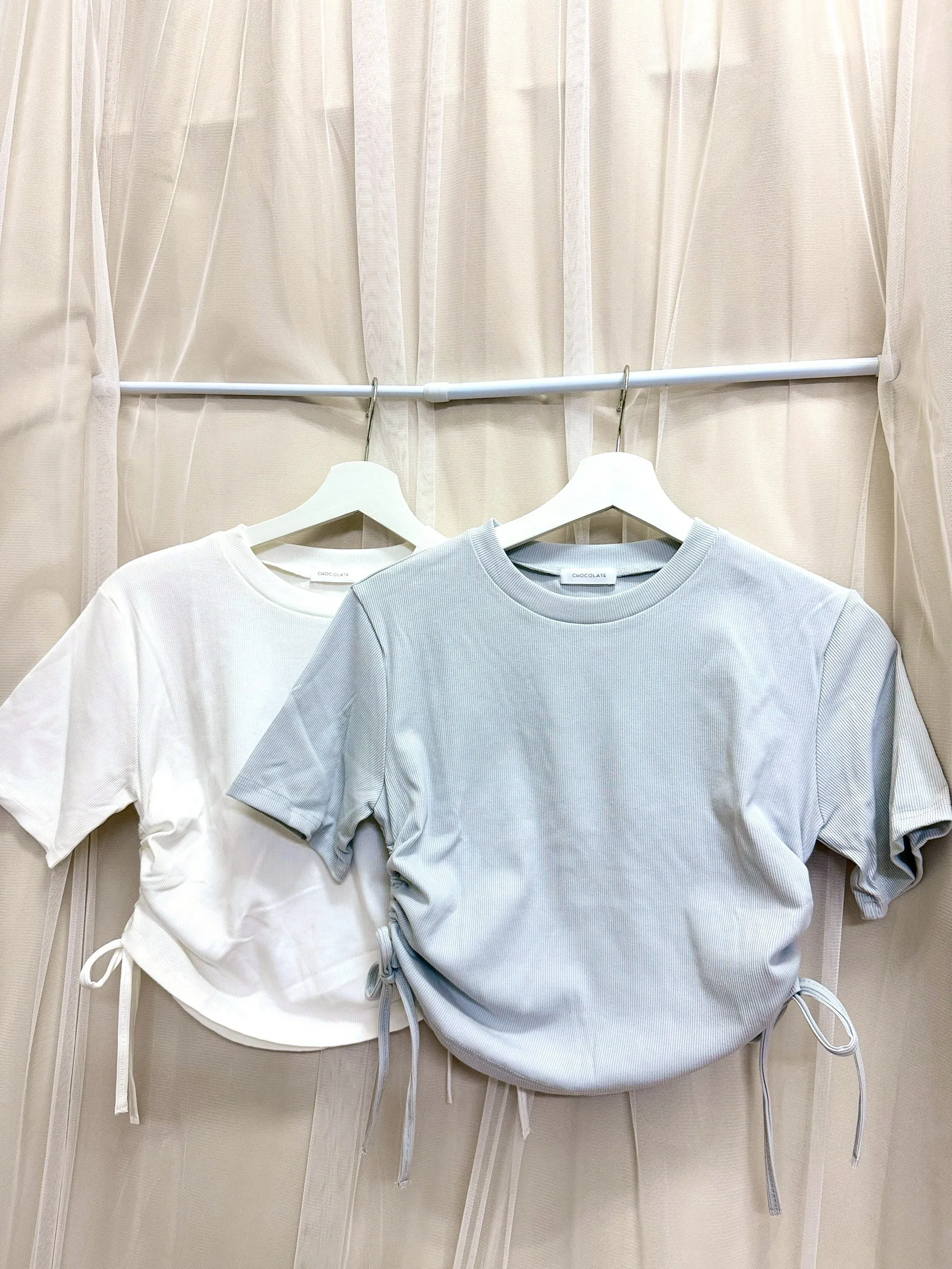 韓風日常-下抽繩圓領短T