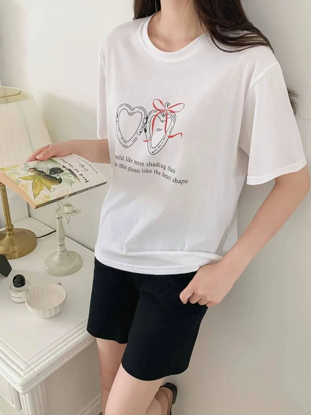 正韓雙愛心蝴蝶結T