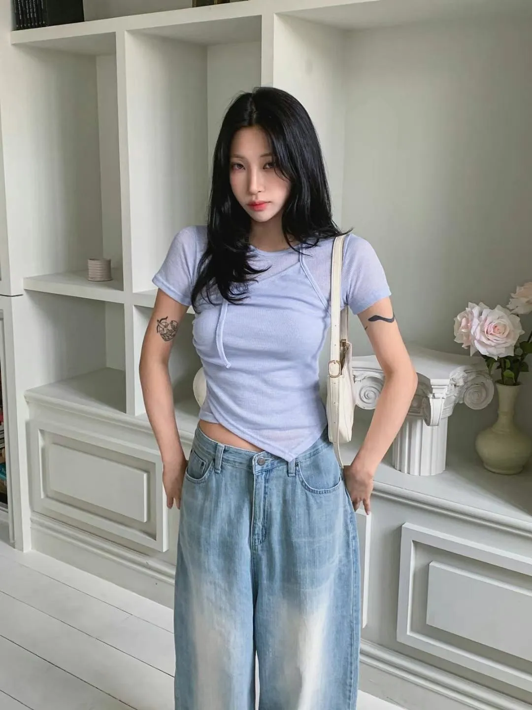 正韓不規則修身上衣 