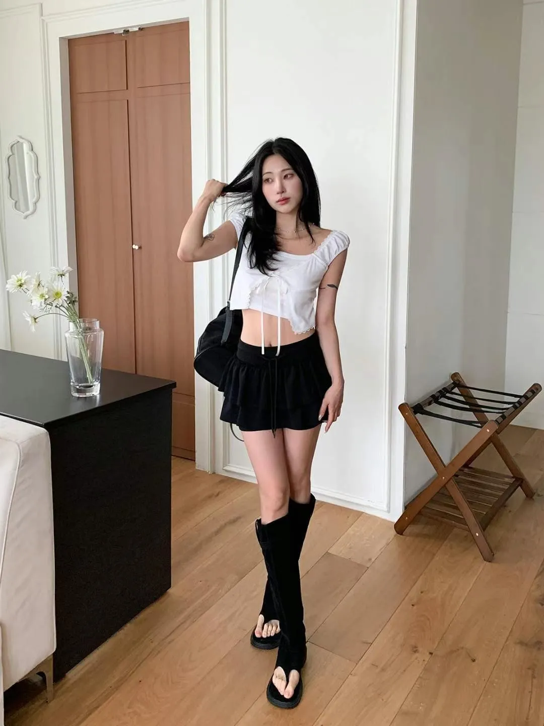 正韓綁帶蛋糕短褲裙
