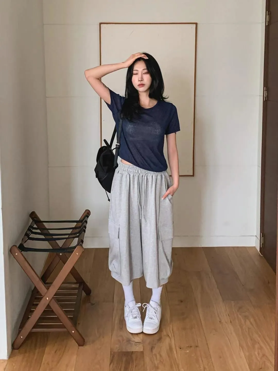 正韓超大版y2k口袋九分褲