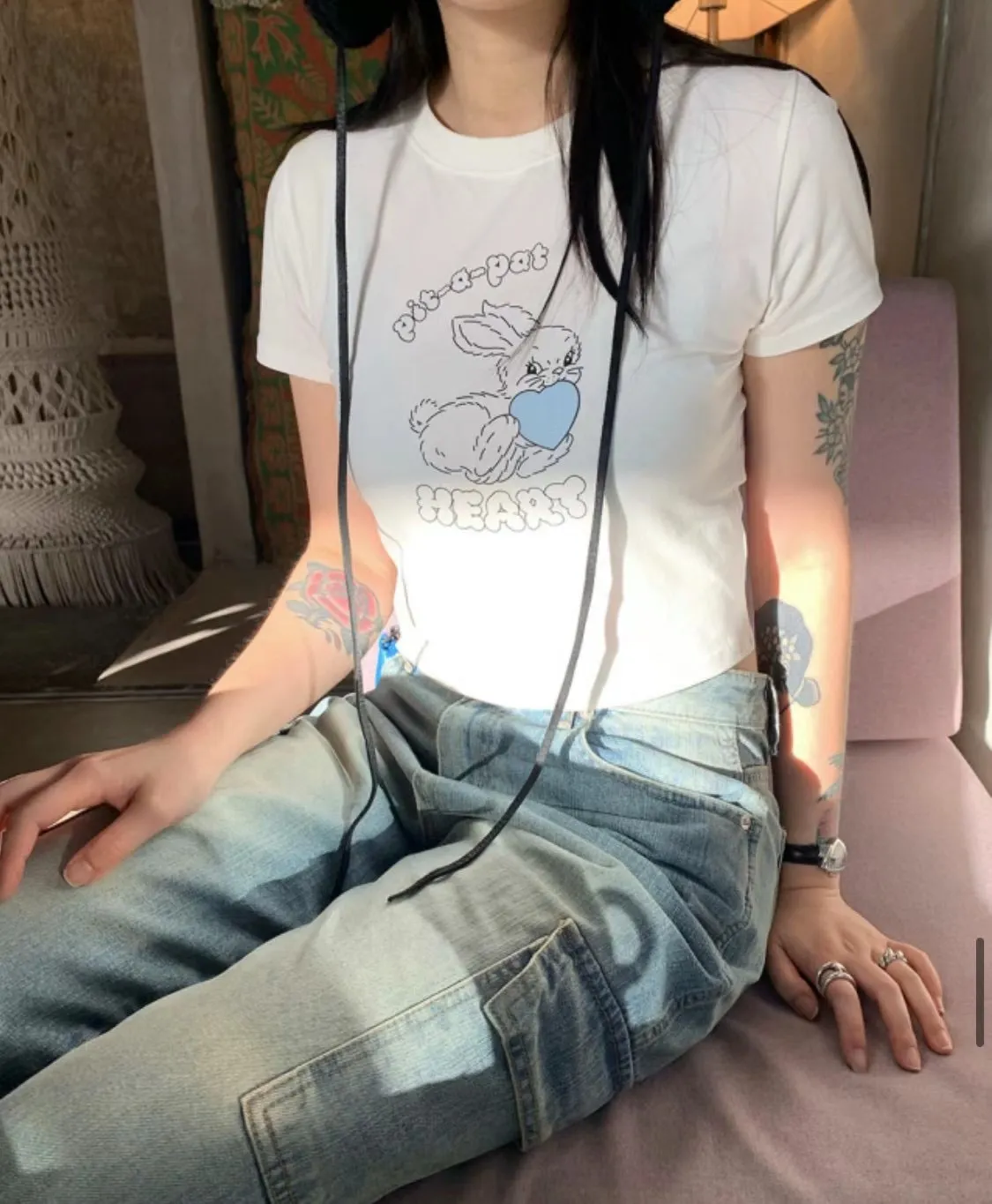 正韓 邦尼兔彈力不透上衣