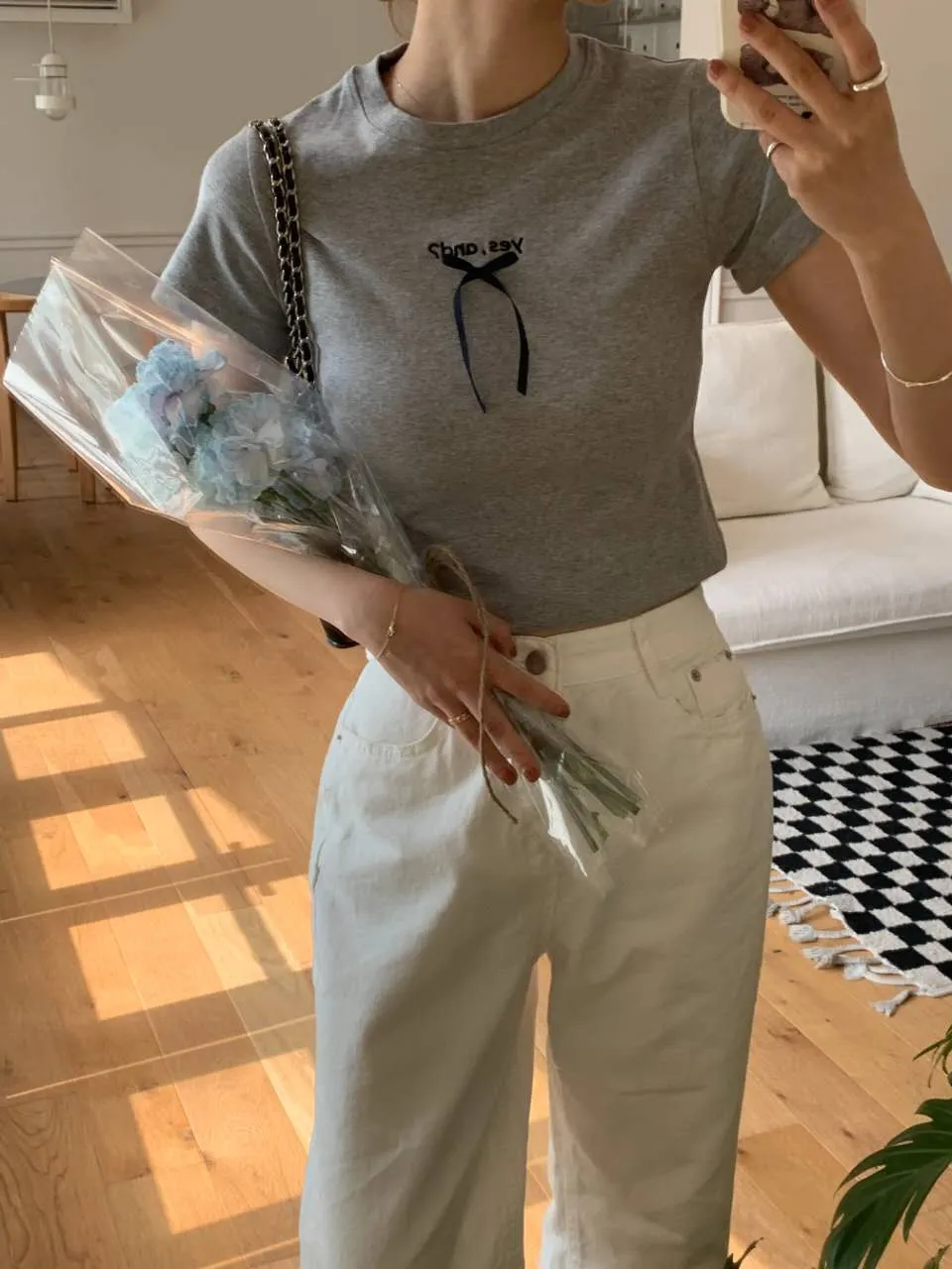 ️正韓 親膚蝴蝶結彈力上衣