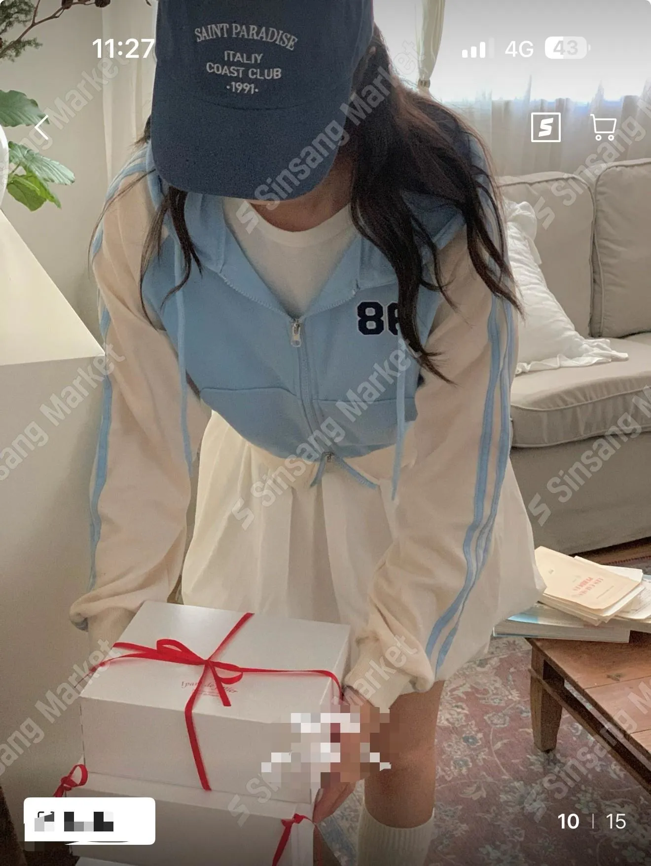 正韓雙色拼線連帽拉鍊外套