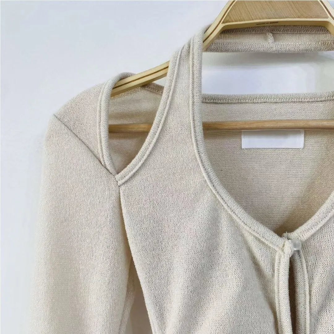 正韓掛脖針織鈕扣假兩件上衣