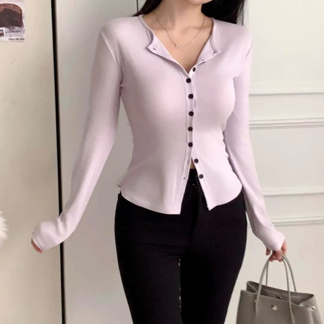 正韓日常鈕扣開衫上衣