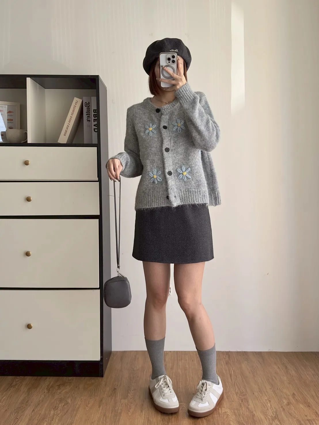 超顯瘦毛呢短褲裙