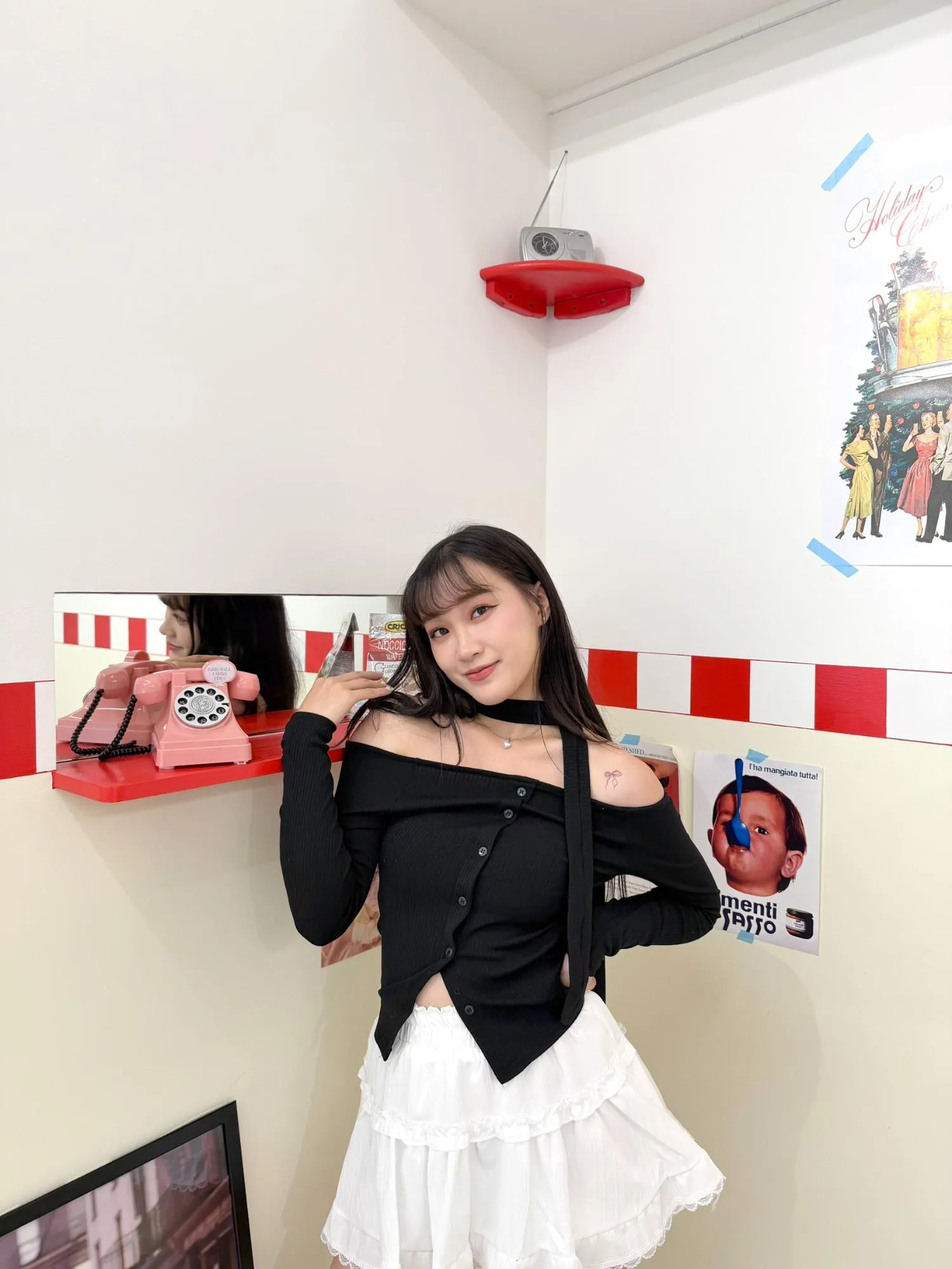 正韓平口附圍巾針織排扣套裝