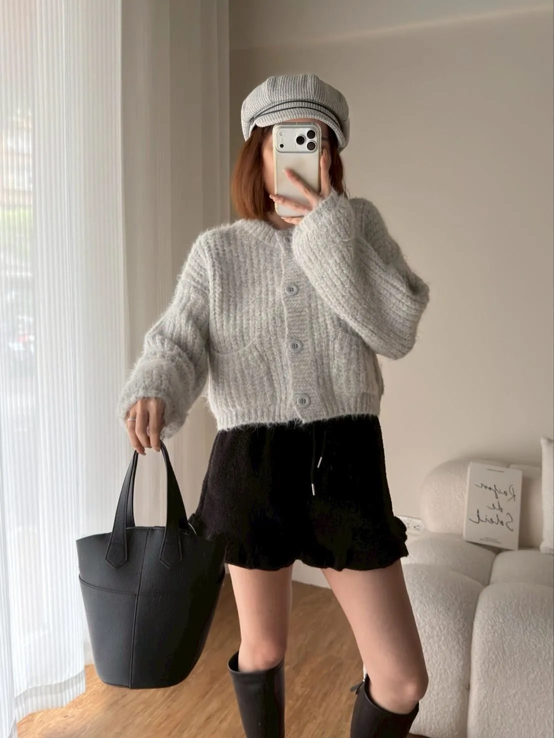 北極絨雙口袋排釦外套