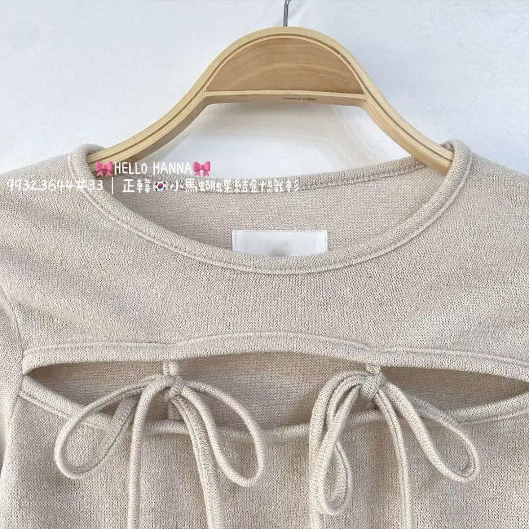 正韓小馬蝴蝶結針織衫