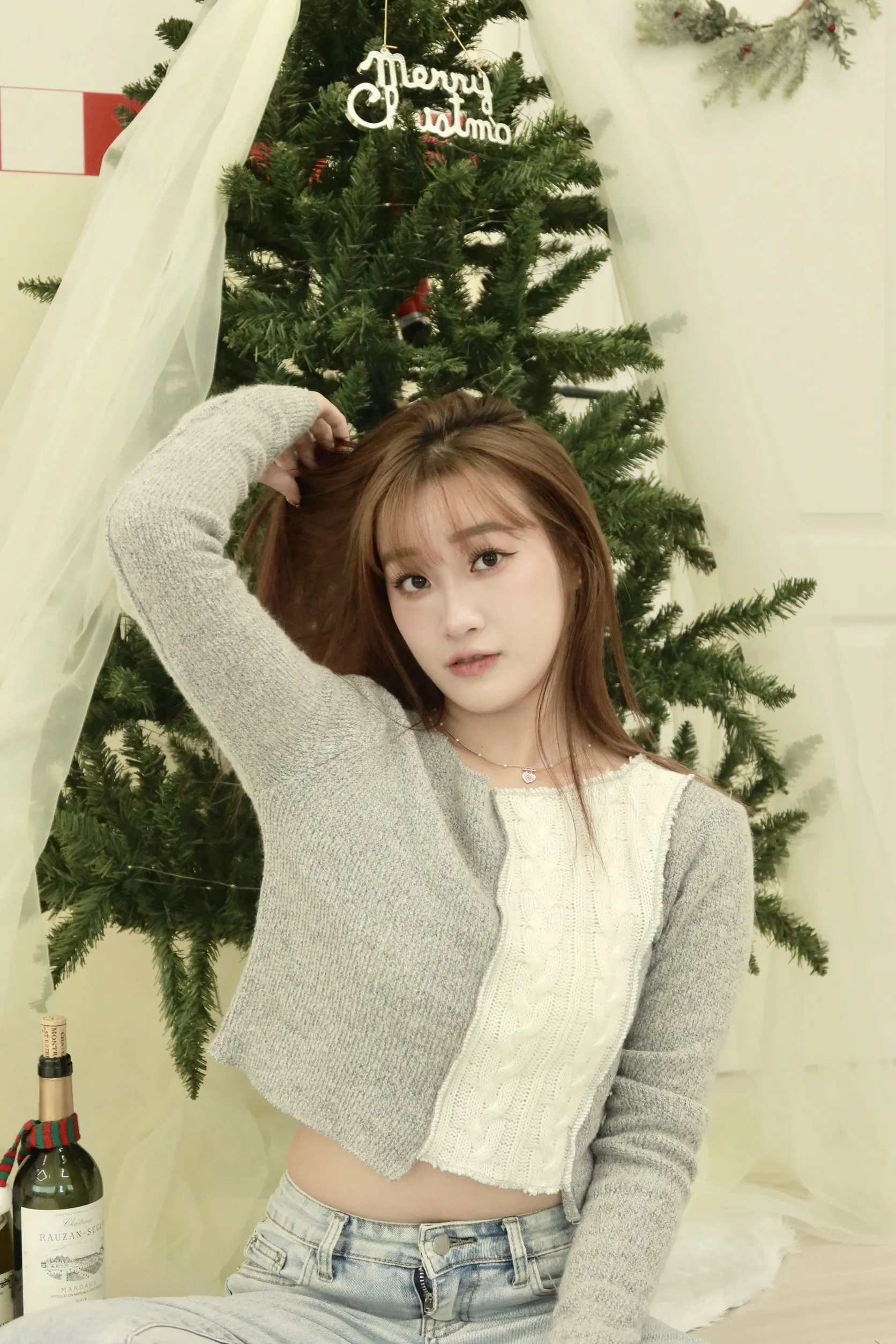 正韓麻花拼色針織短款毛衣