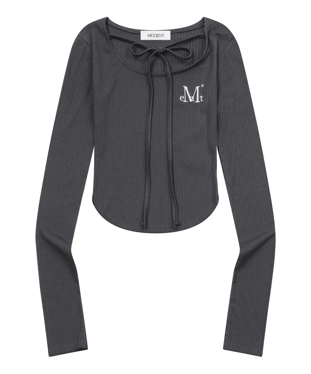 【預購】 MUCENT VERION STRAP RIBBON LONG SLEEVE T 繞脖 綁脖 下圓弧修身上衣