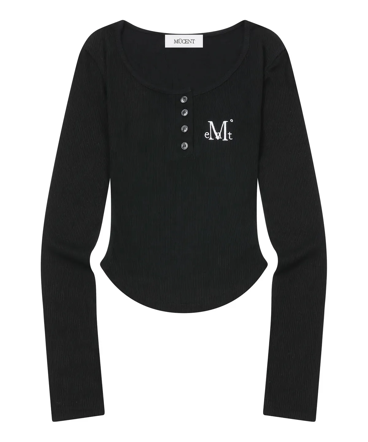 【預購】 MUCENT ANIV U-NECK SLIM FIT LONG SLEEVE T 排扣 素面 下圓弧 修身上衣