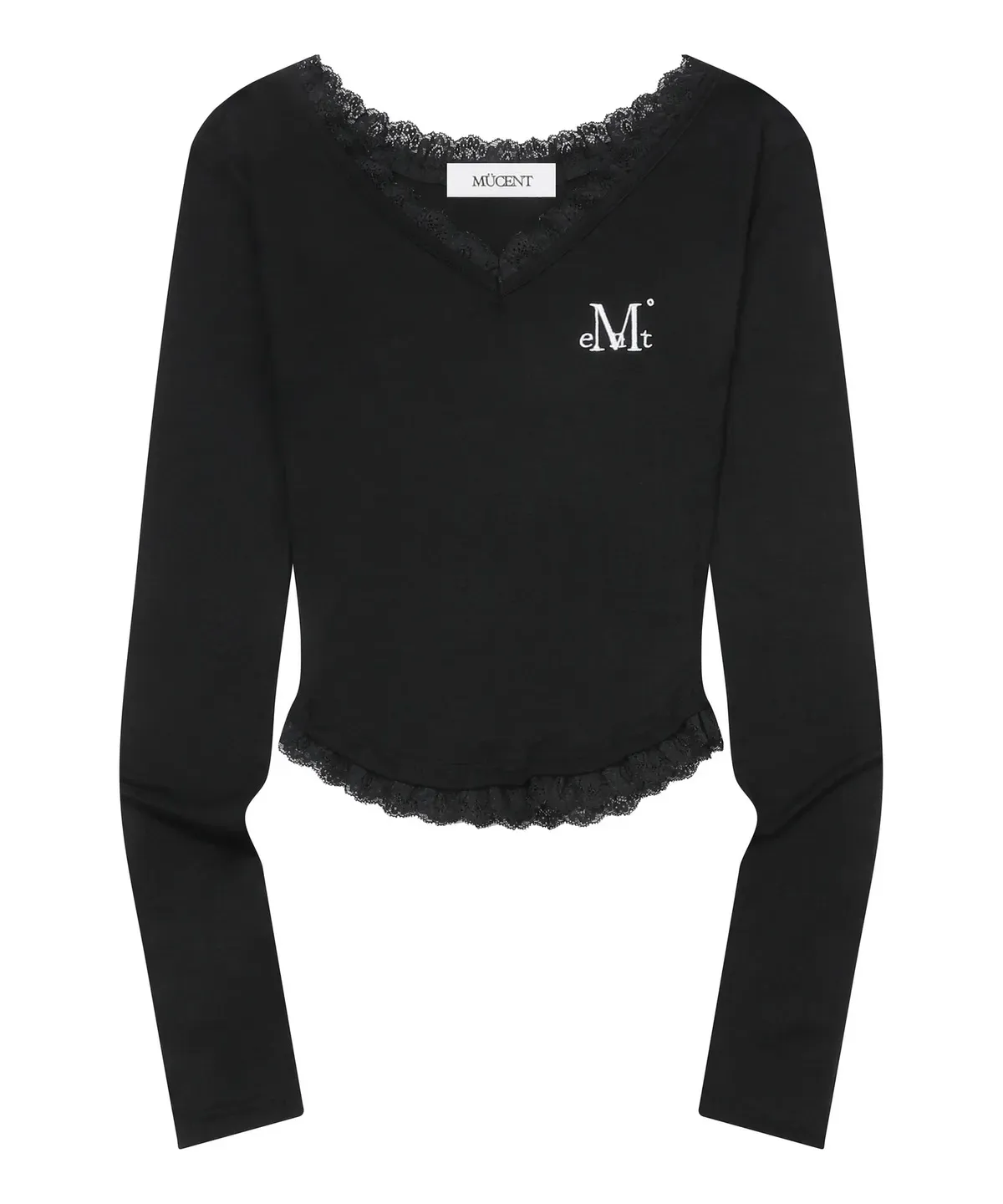 【預購】 MUCENT SUNNIOR LACE V-NECK LONG SLEEVE T 熱銷款 蕾絲 Ｖ領修身上衣