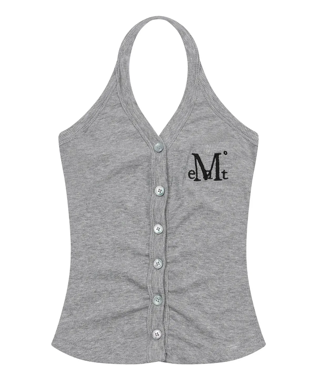 【預購】 MUCENT MERA HALTER NECK CROP SLEEVELESS 前抓皺  排扣 掛脖背心