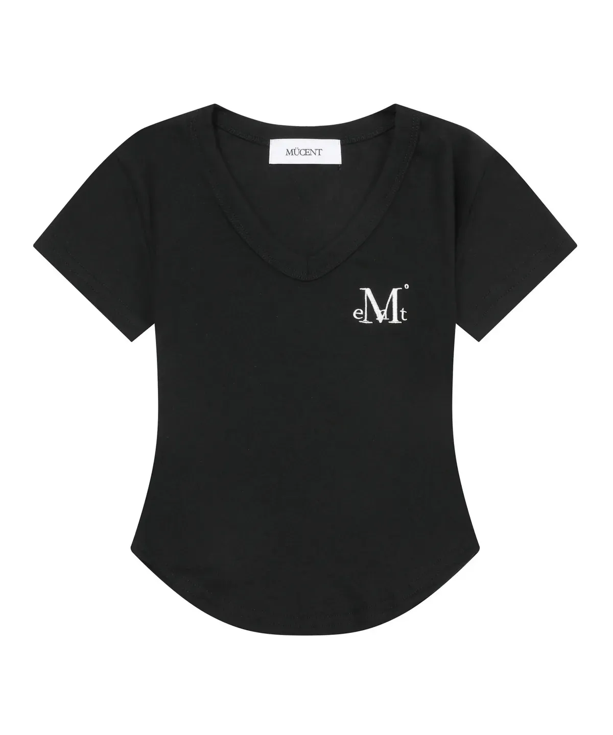 【預購】 MUCENT VELIN V-NECK CROP HALF T 刺繡 V領 修身上衣