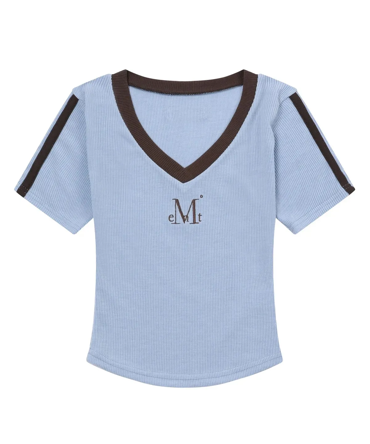 【預購】 MUCENT BINDING TRACK LINE HALF SLEEVE T 滾邊 V領上衣