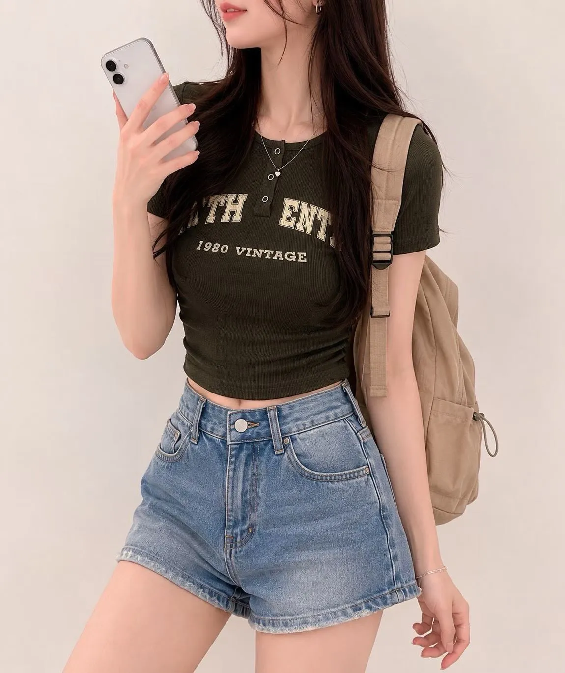 正韓Y2K側腰綁帶短袖上衣