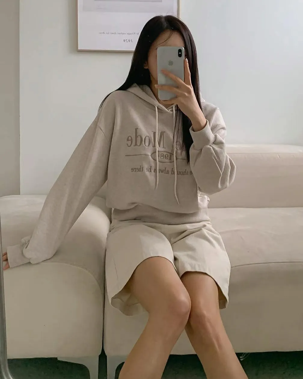 正韓-刺繡經典微短不露肚帽踢모드HD 