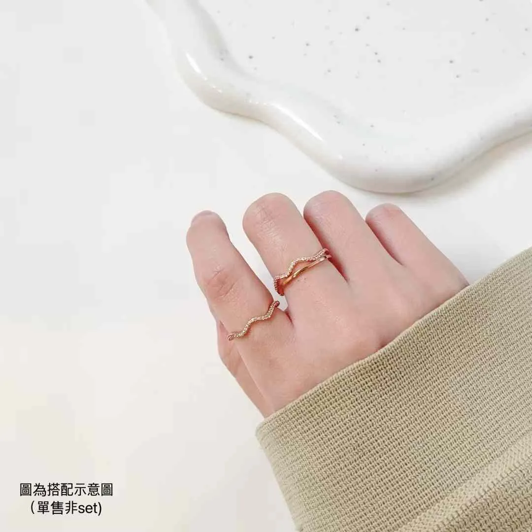 簡約波浪碎鑽細戒（合金）