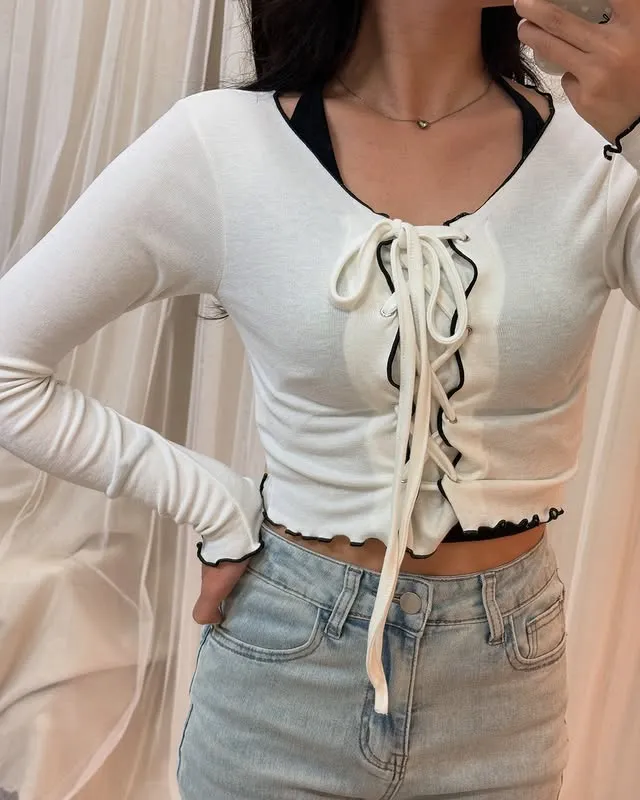 正韓Y2K綁繩顯瘦上衣（掛脖小可愛可加購）