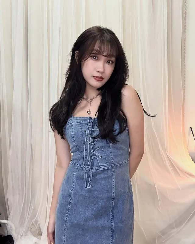 正韓彈力牛仔綁繩洋裝