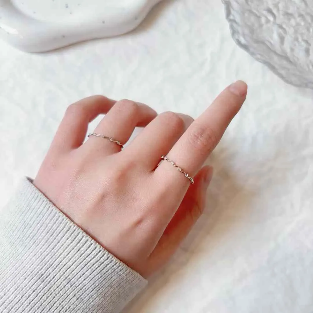 氣質水鑽波紋戒指