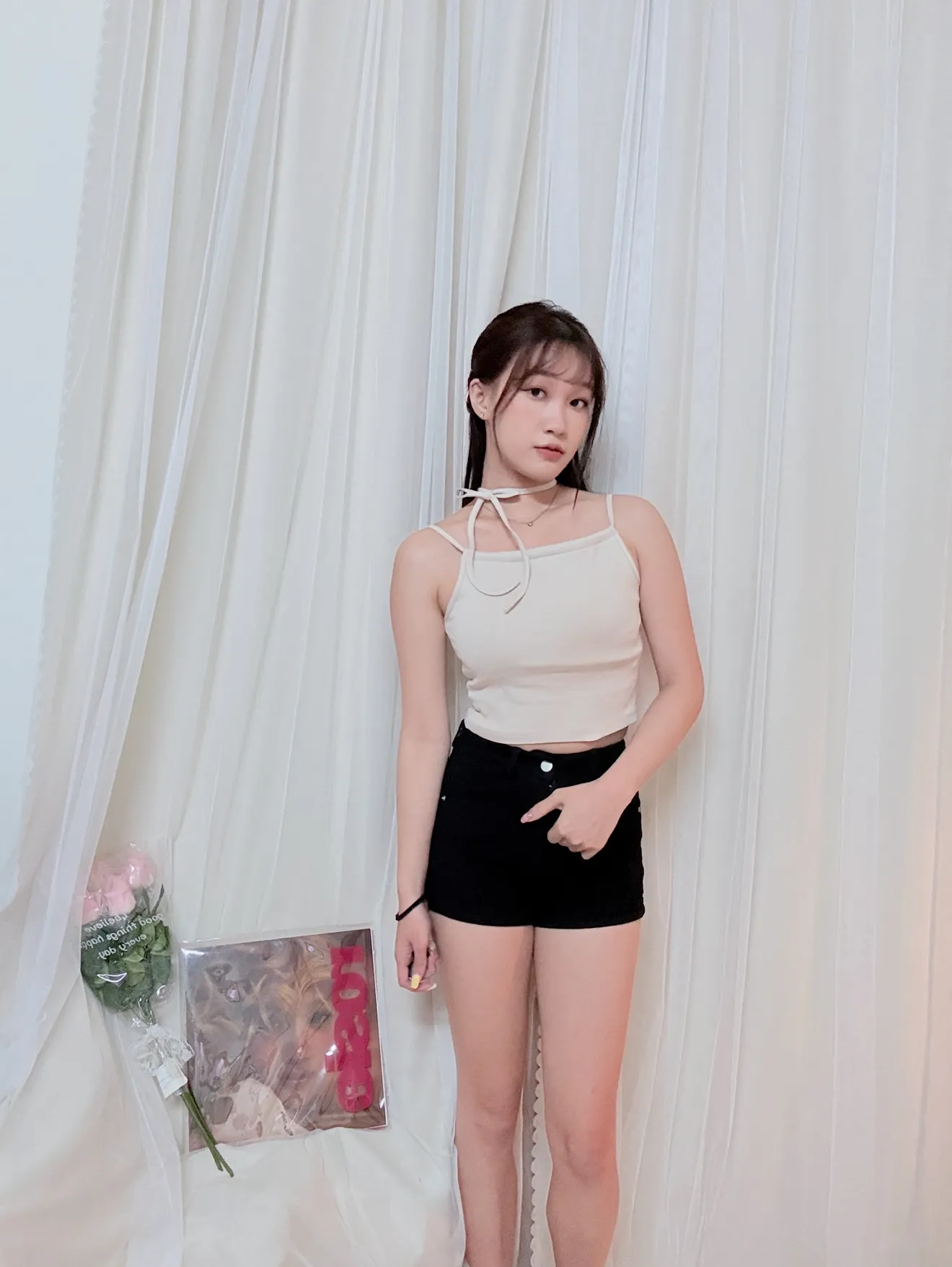 夏日心機-可調後綁帶平口細肩帶小可愛