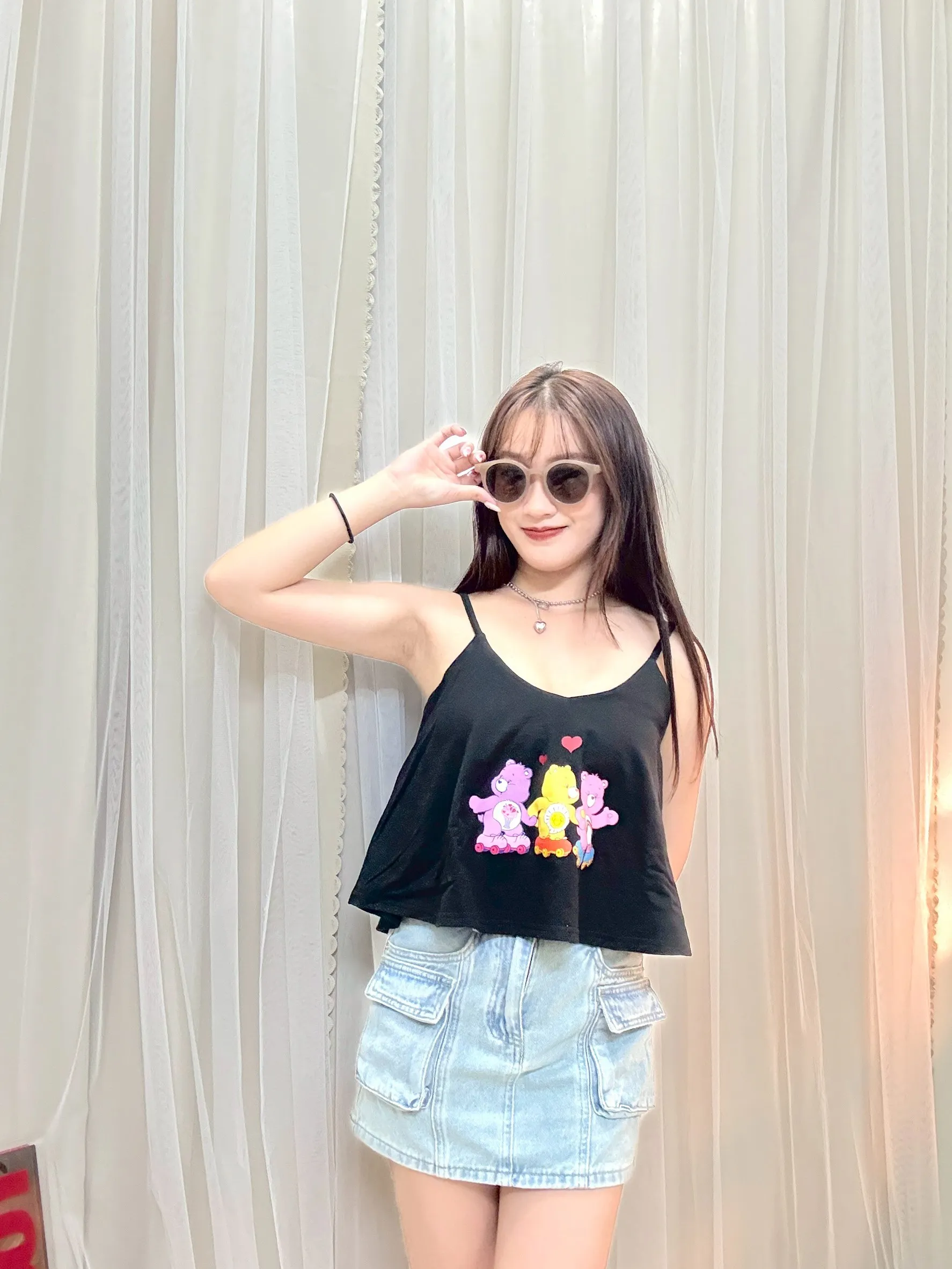 海邊必穿-彩虹小熊細肩傘洋上衣