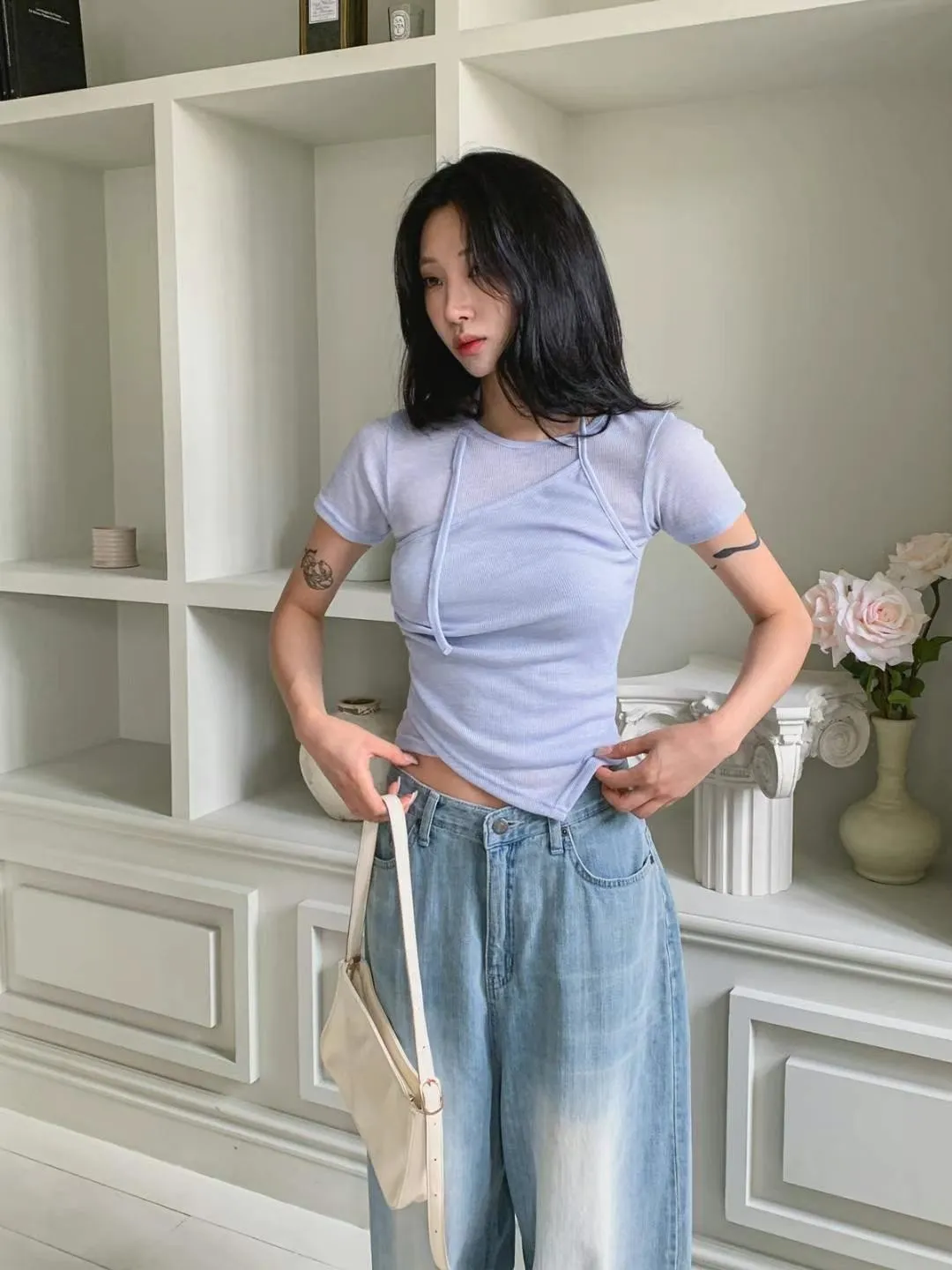 正韓不規則修身上衣 