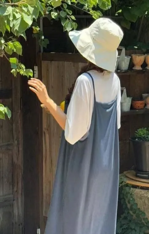 正韓慵懶自在的兩件式細肩長洋