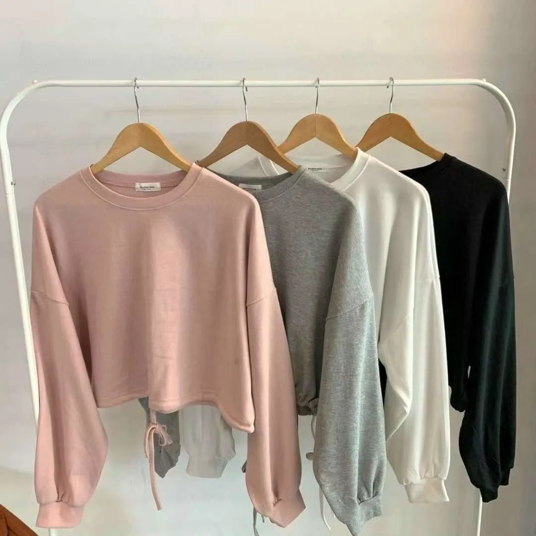 正韓寬鬆短板綁帶上衣