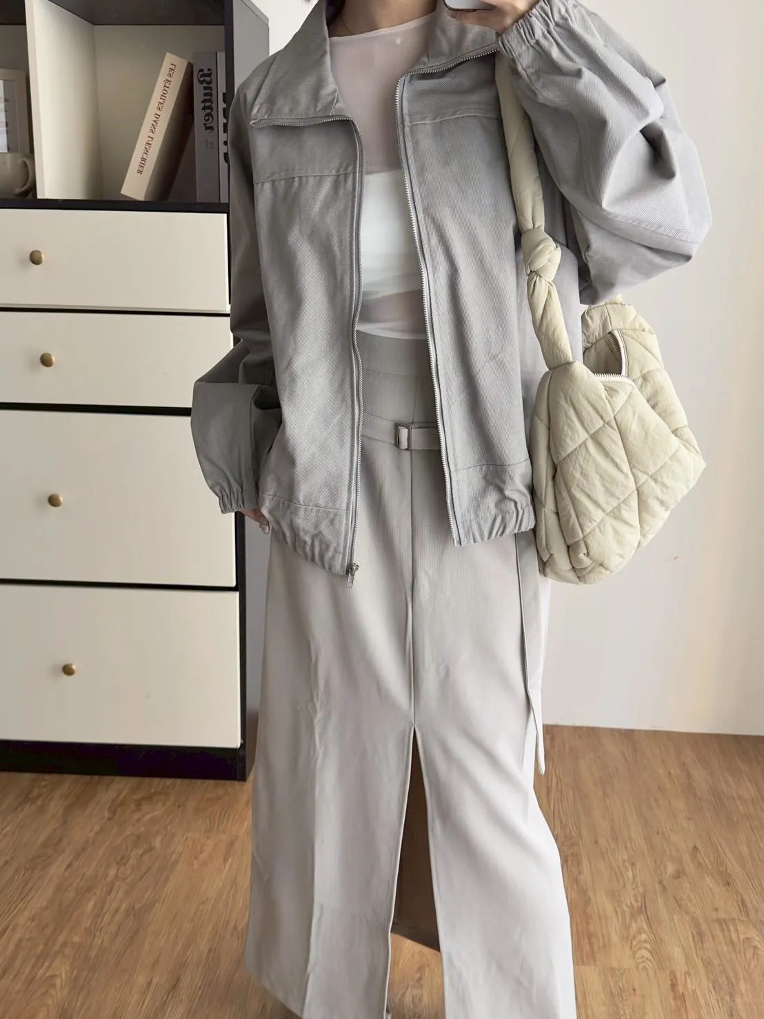 洗水牛仔拉鍊下縮外套