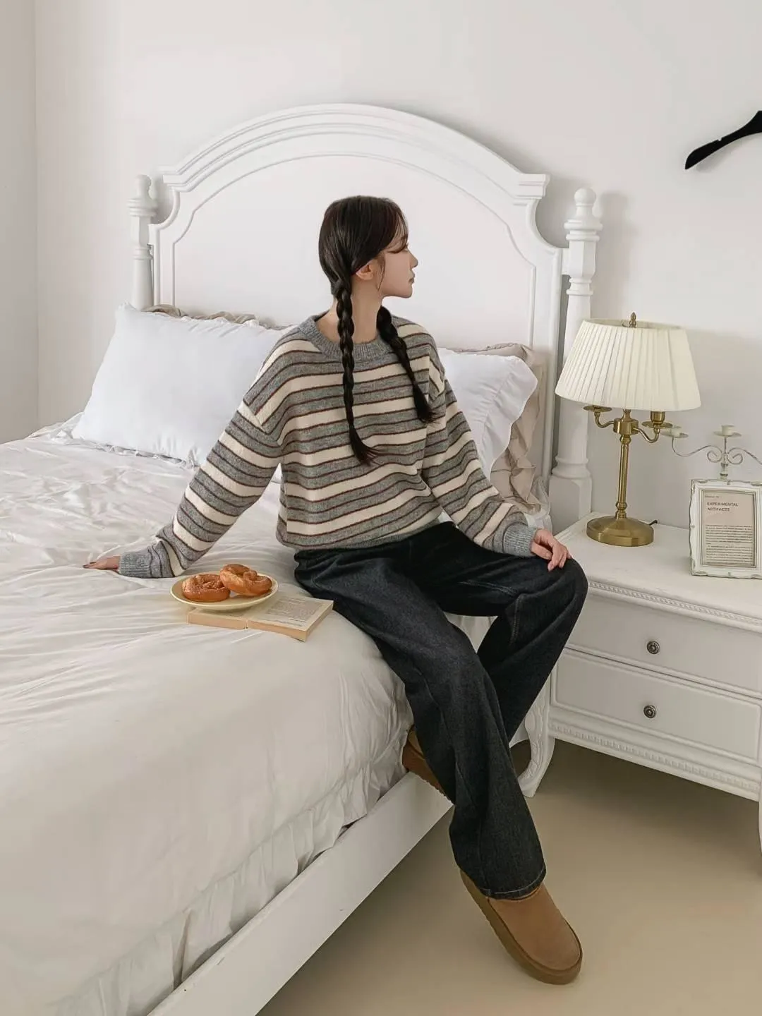 正韓條紋針織毛衣