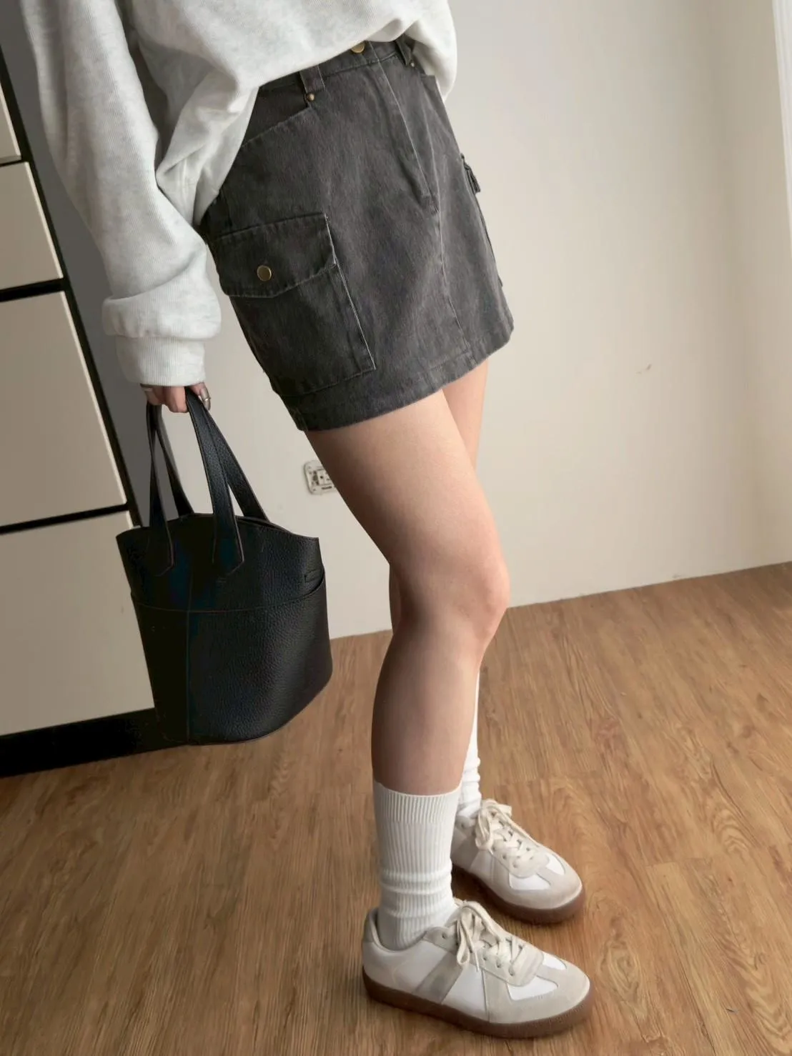 牛仔立體雙口袋短裙