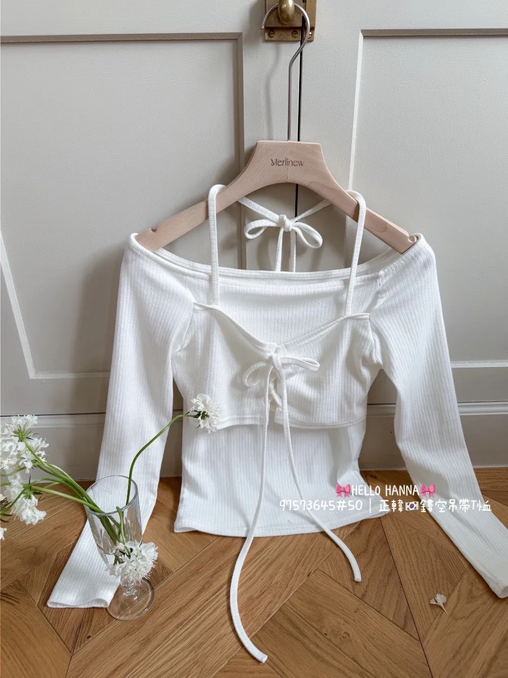 正韓鏤空吊帶Ｔ恤