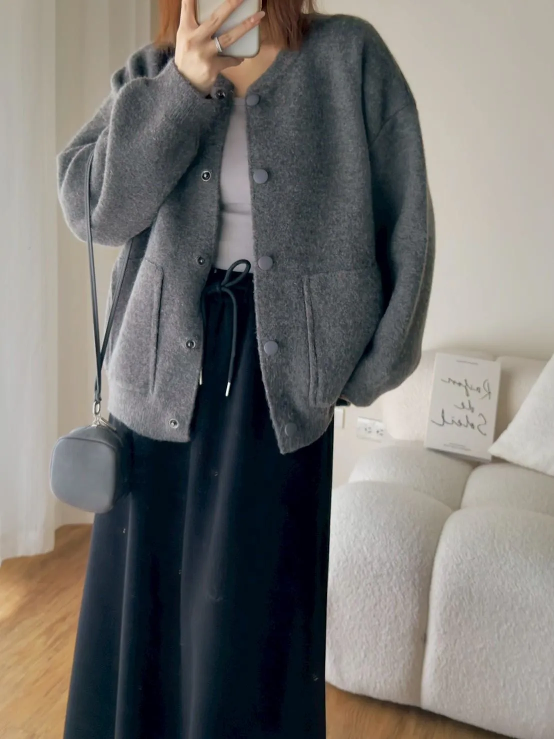 韓 毛衣料棒球外套