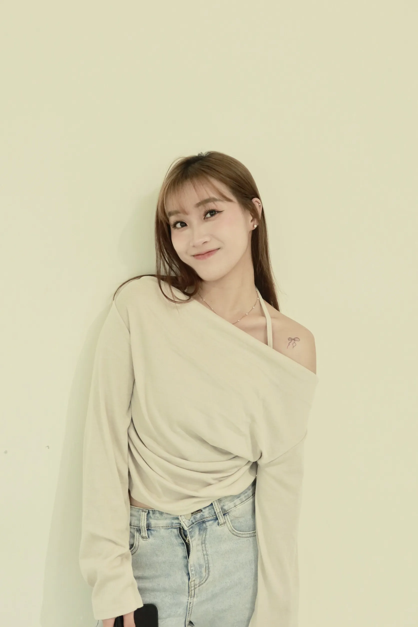 正韓無袖掛脖褶皺T恤