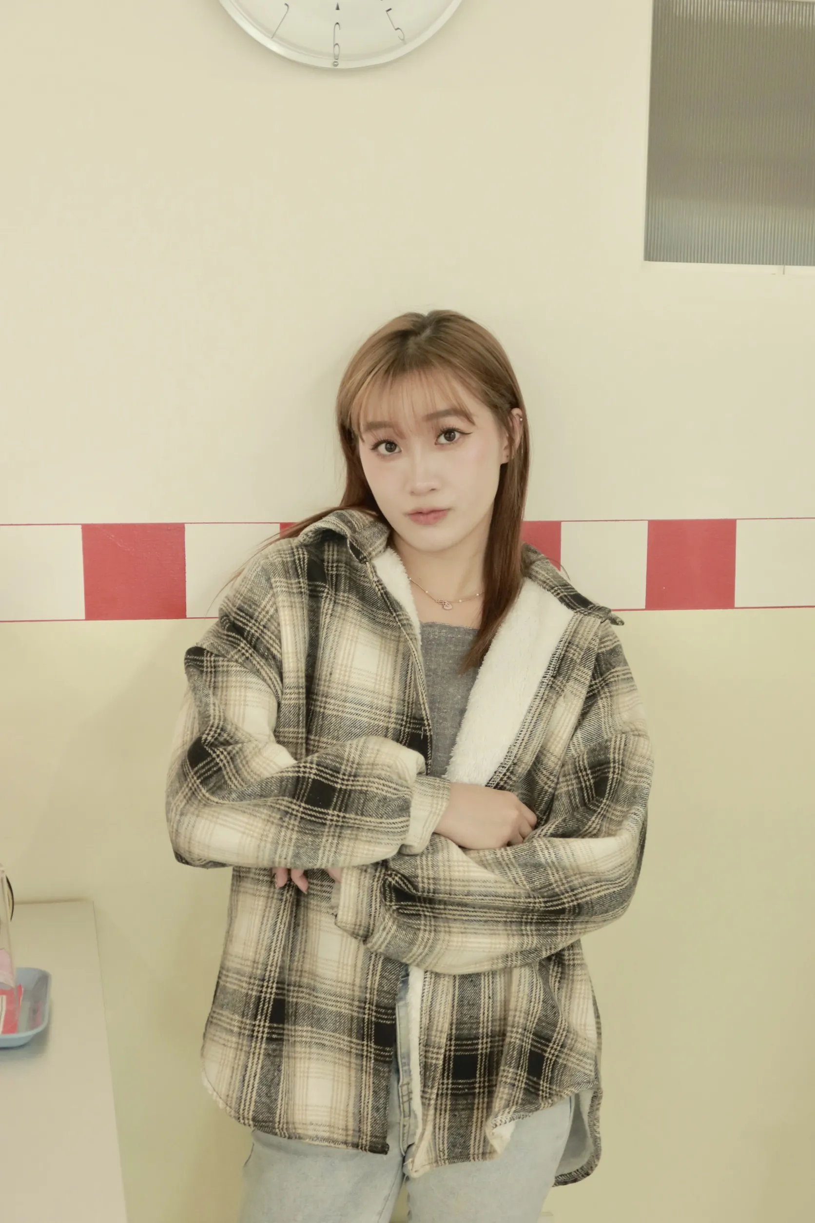 正韓羊毛內襯寬鬆襯衫