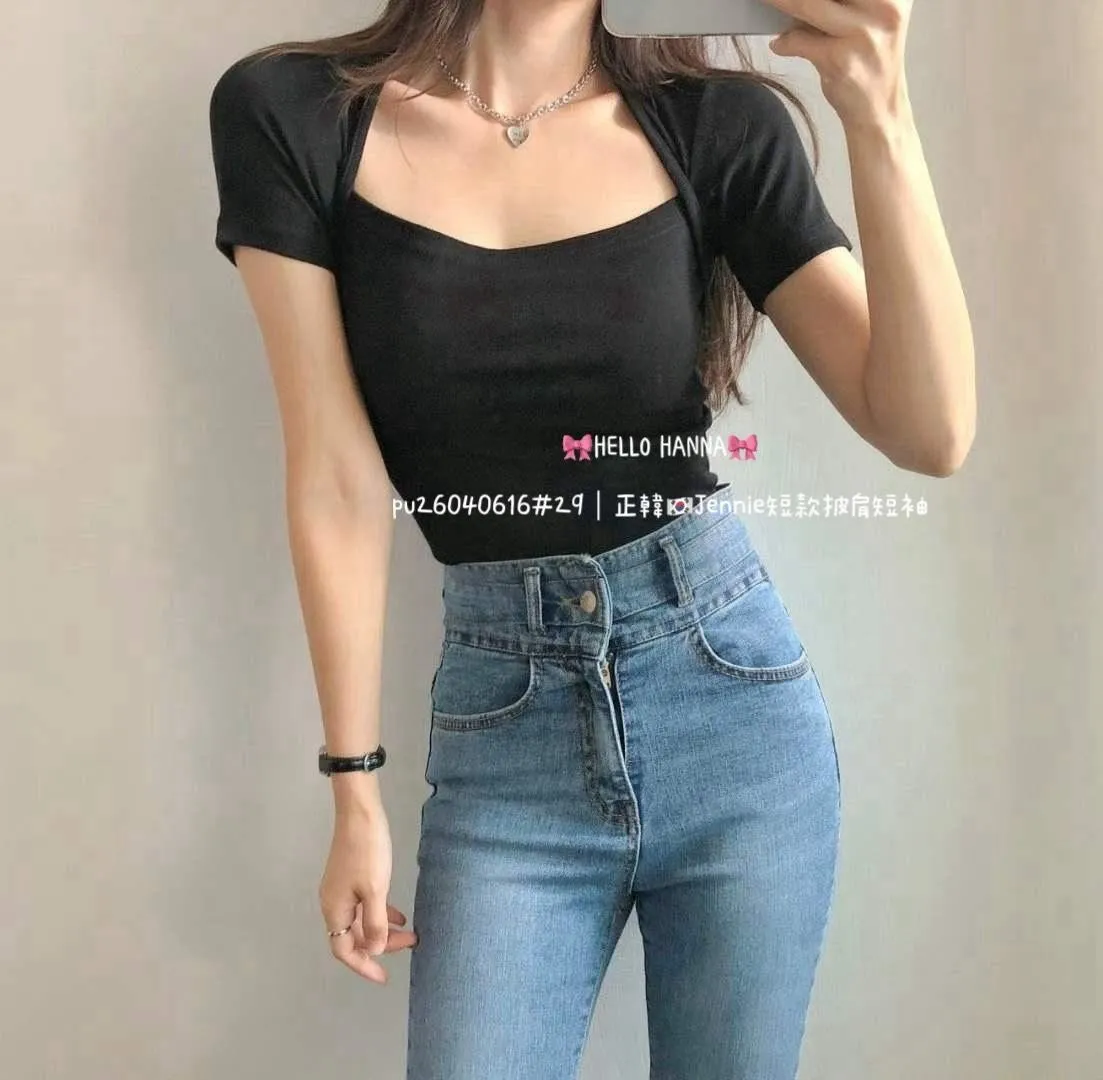 正韓Jennie短款披肩短袖