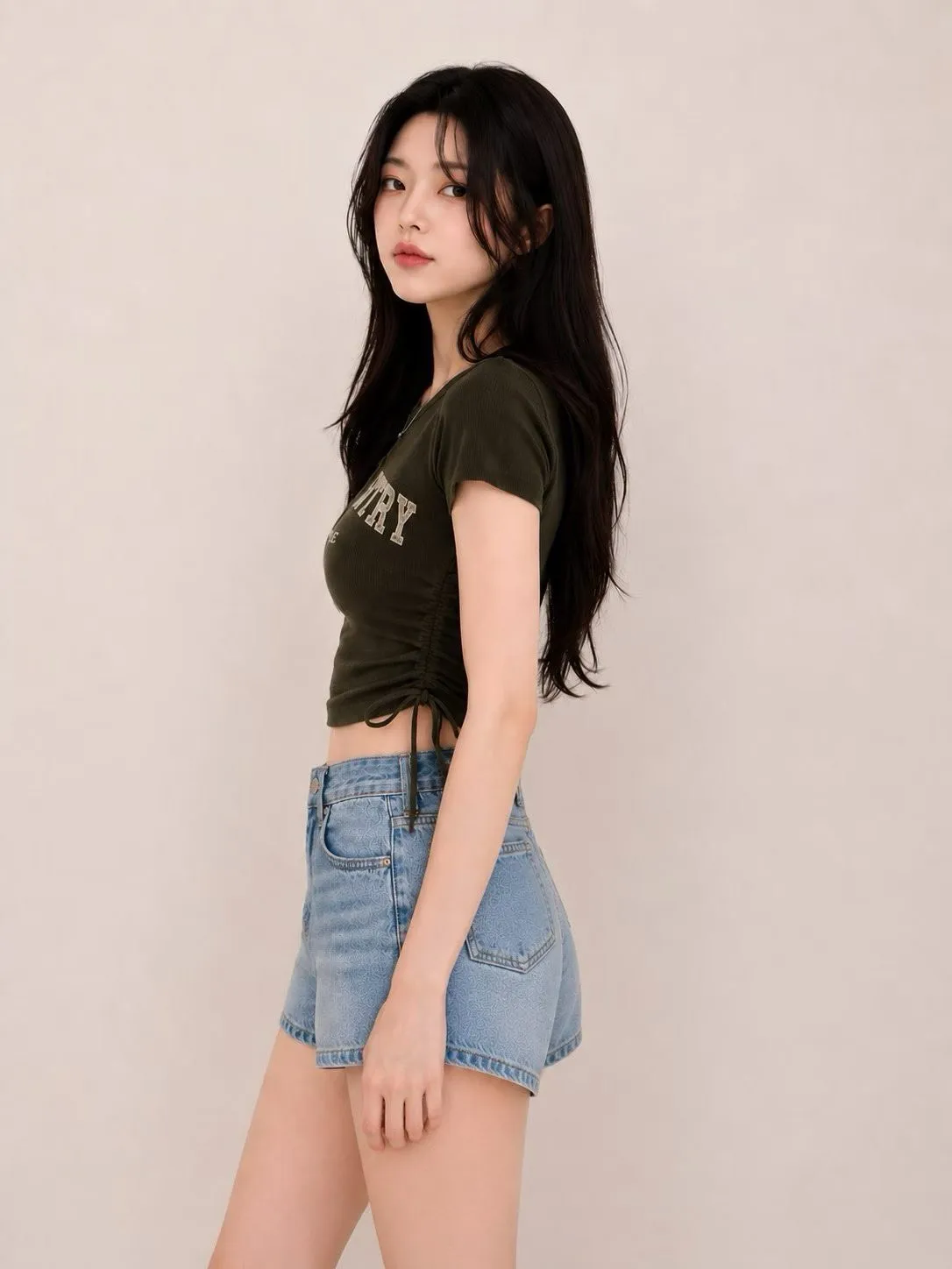 正韓Y2K側腰綁帶短袖上衣