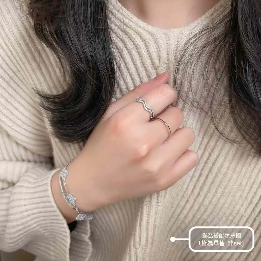 簡約波浪碎鑽細戒（合金）