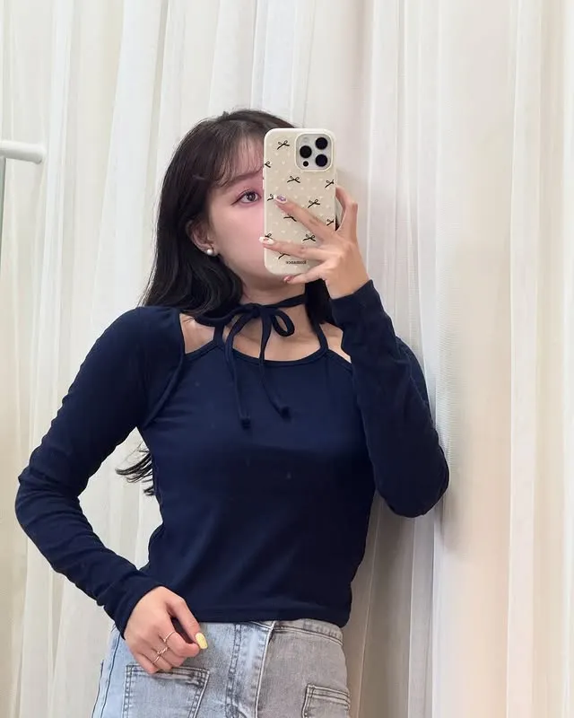 正韓愛麗絲掛脖假兩件上衣